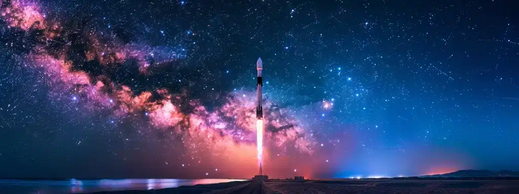 une fusée colorée décollant vers un ciel étoilé, symbolisant le voyage épique vers l'optimisation des performances en mettant en place des stratégies efficaces d'amélioration pour un site web exceptionnel.