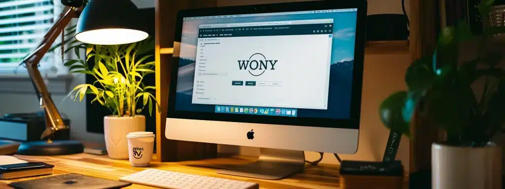 un écran d'ordinateur affichant le script d'installation de wordpress avec des onglets de configuration et de menu visibles.