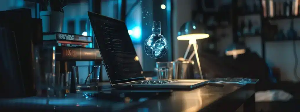 un bouclier numérique surplombant un ordinateur portable, protégeant un site wordpress des attaques en ligne.
